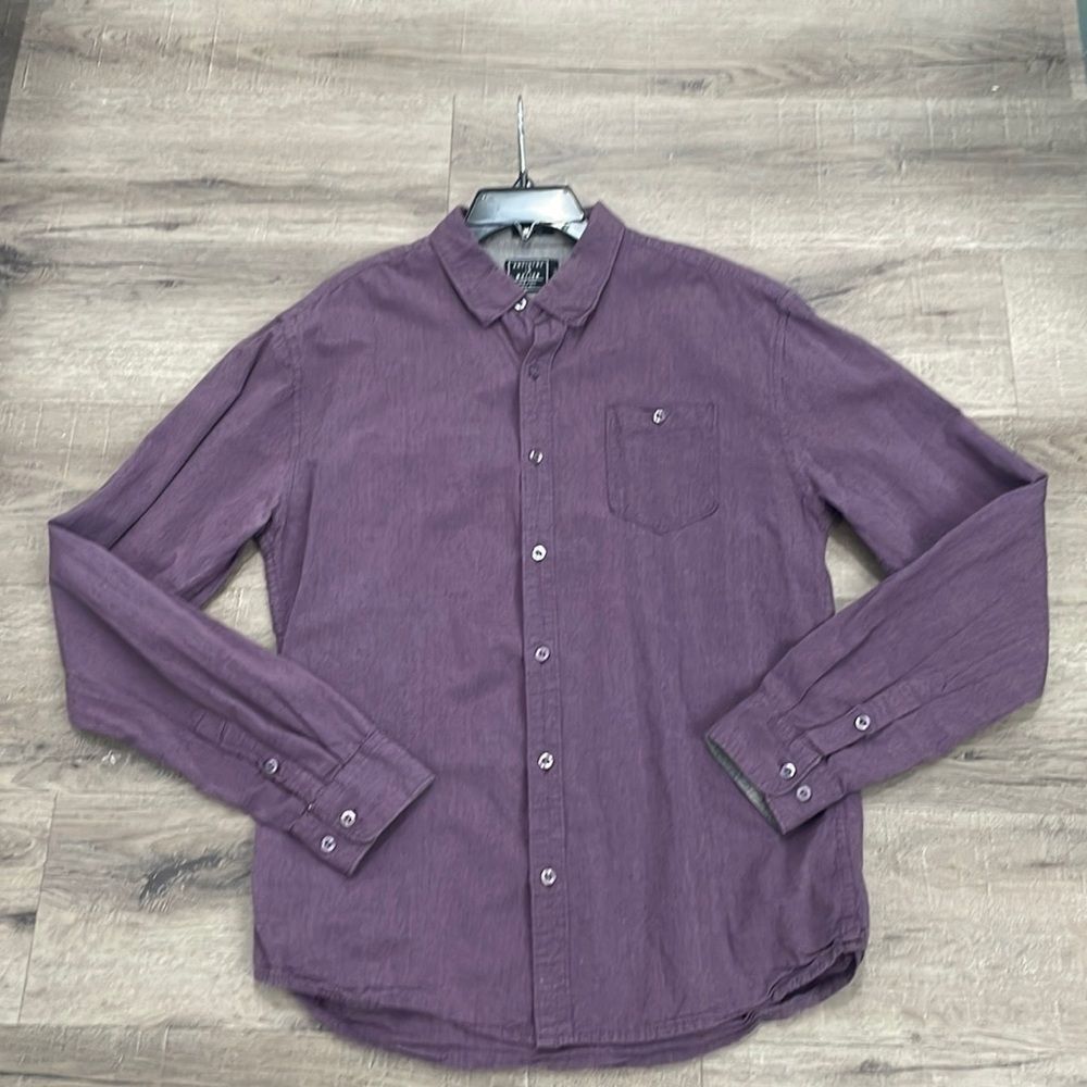 Mens Artistry in Motion Purple Long Sleeve Button Up Large with Pocket